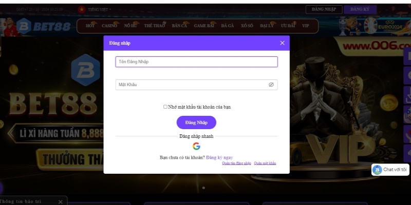 Đăng nhập vào web chuẩn của nhà cái để rút tiền BET88